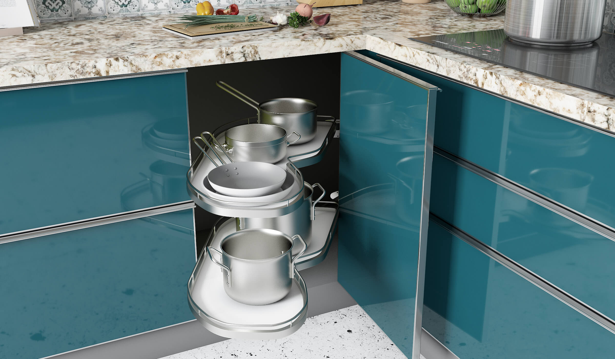 Maximize Storage Space in Your Modular Kitchen with S Shaped Carousels in indian kitchen design for small space