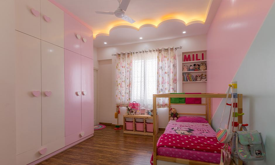 A Pastel Bedroom Design in a 3BHK