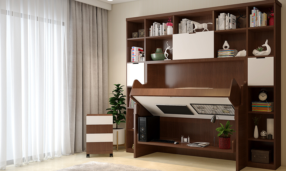 A home office foldable desk with a rotating or a sliding desk adds extra workspace