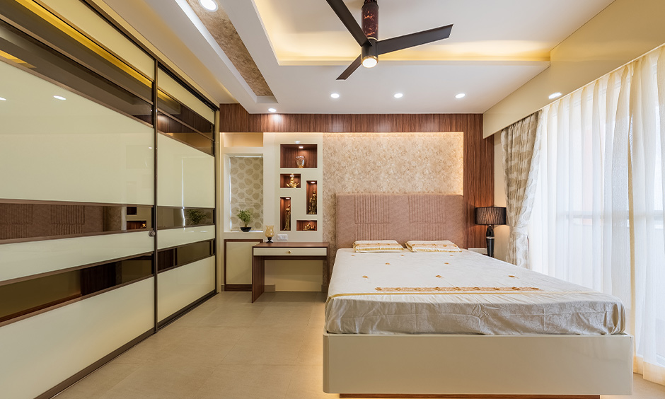 A Pastel Bedroom Design in a 3BHK