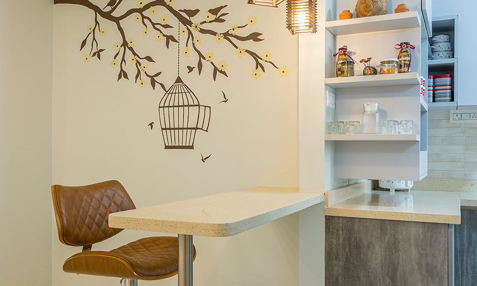 Breakfast counter designed by one of the best apartment interior design bangalore