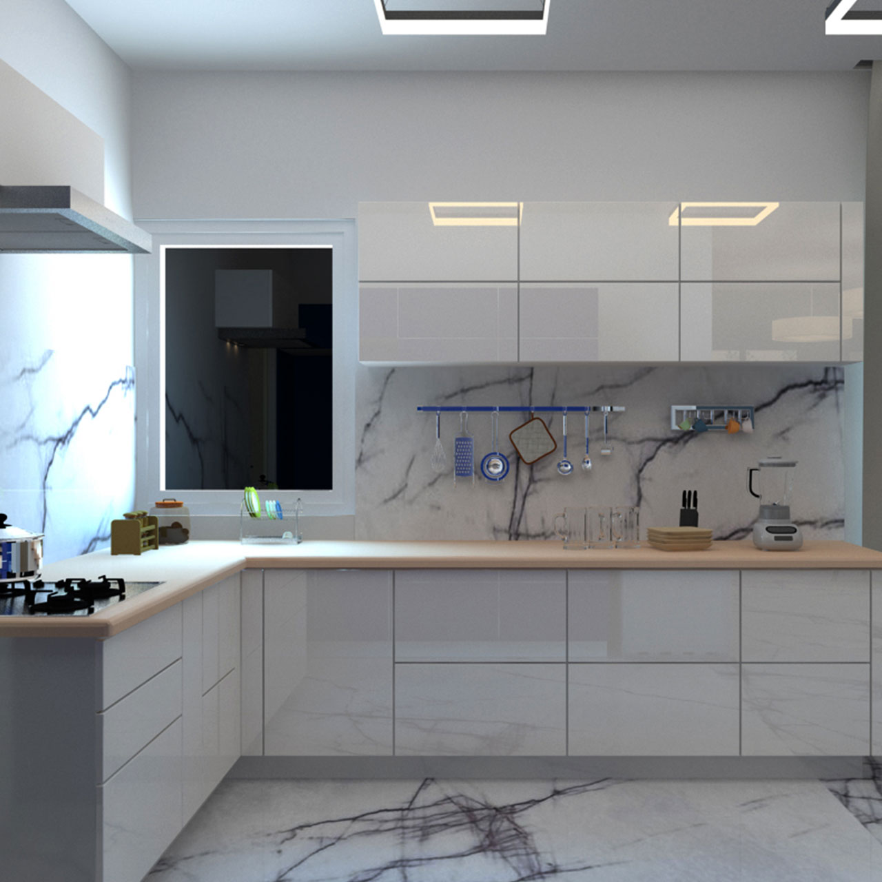 Simple l shaped modular kitchen design