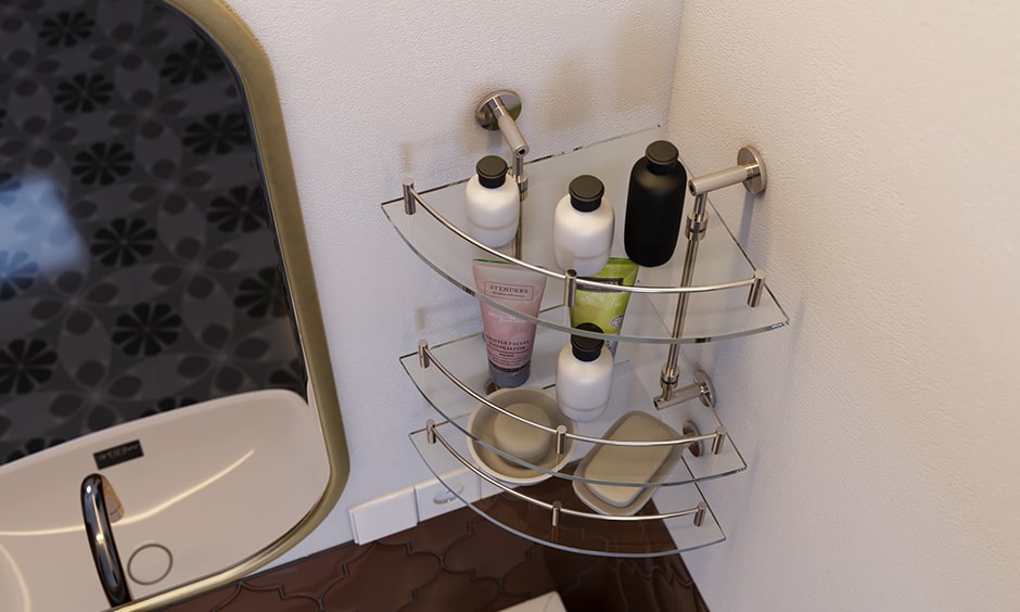 Corner shelves are bathroom accessories, it is a checklist to bathroom interior design