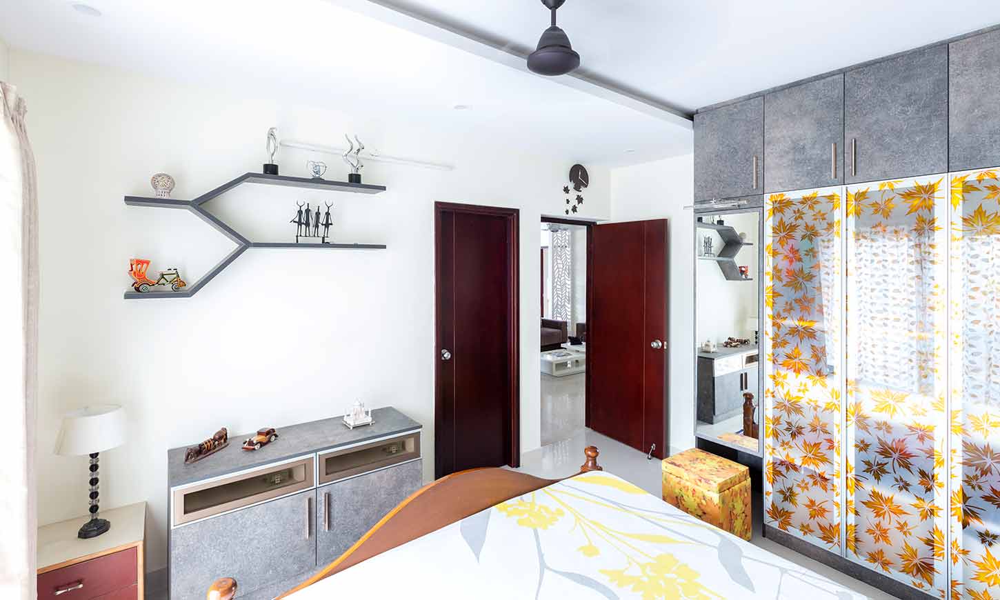 Bedroom with loft and wardrobe designed by best budget interior designers in bangalore