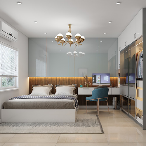 Best interior designers in Hyderabad designed a bedroom with study corner