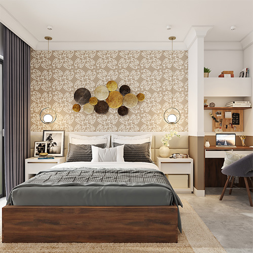 Best interior designers in Mumbai designed a bedroom with study area