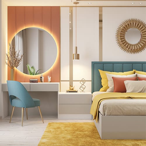 Best interior designers in Vizag designed a bedroom with drawer storage
