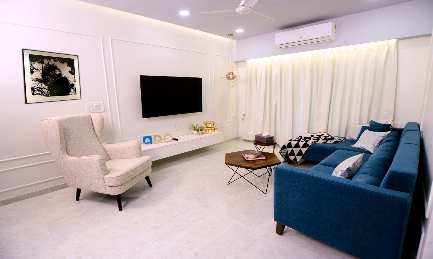 Living room designed by best interior firms in bangalore