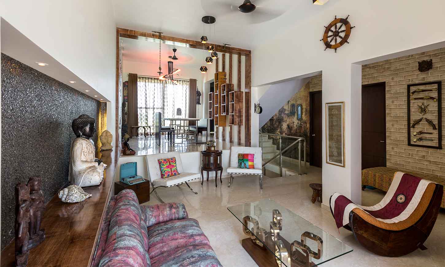 Living room in a villa designed by one of the best residential interior designers in bangalore
