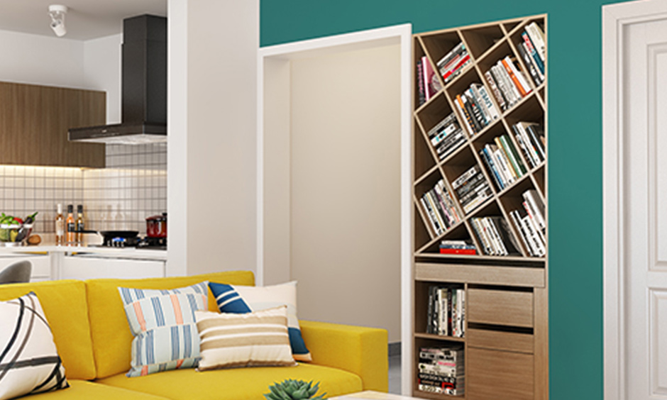 Built-in living room storage solutions for effective space utilization
