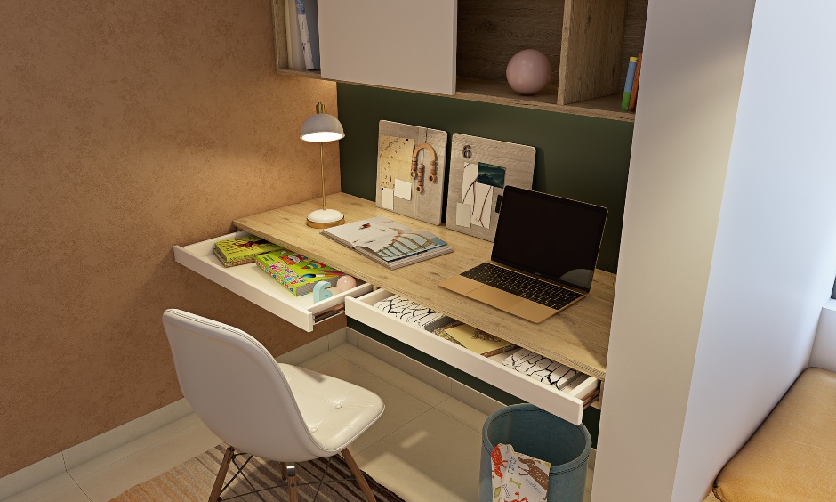 Childrens room images with a study desk with a keypad drawer