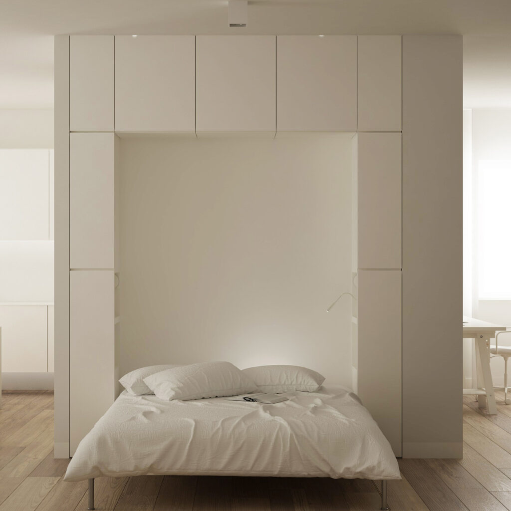 Up and down bed with invisible bed when folded up is a unique pull out double wall mounted murphy bed innovative design.