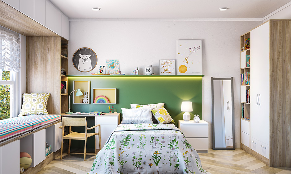 Contemporary kids room style is an excellent choice and looks sleek and modern.