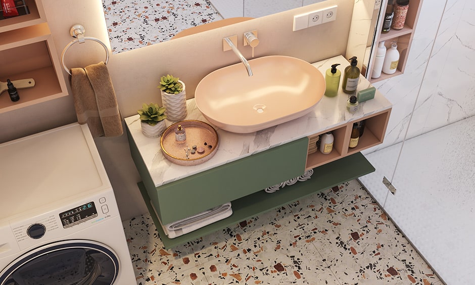 Countertop with a sink is an essential elements for your bathroom interior design