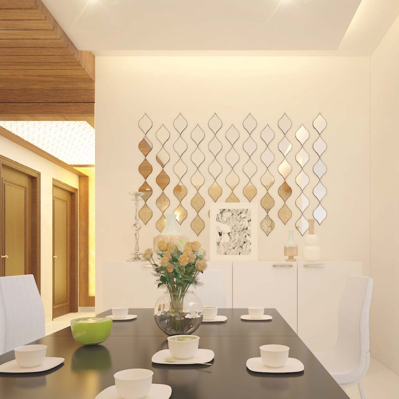 dining room designs for small spaces where you pick an interesting conversation starter to adorn the walls of modern dining room
