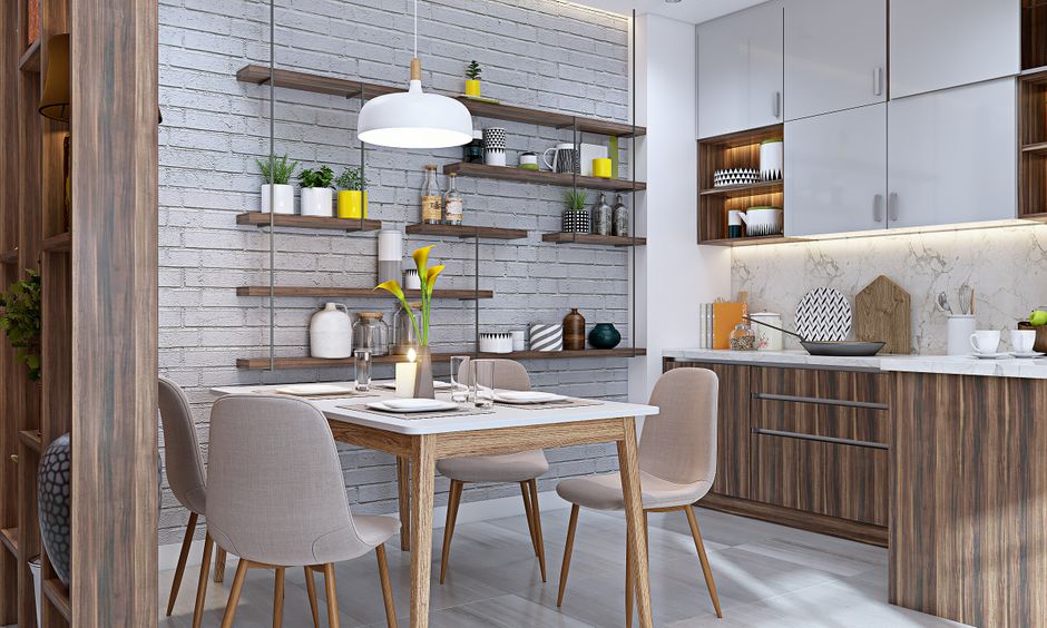 Dining room interior design for modern 3bhk flat in bangalore