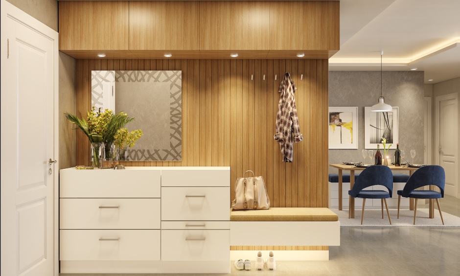 Foyer design in 2bhk house apartment to make beautiful welcome 2bhk apartment design