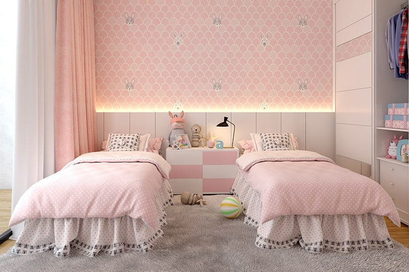 Girls bedroom colour combination with a blend of pinks and vanilla white on your bedroom walls
