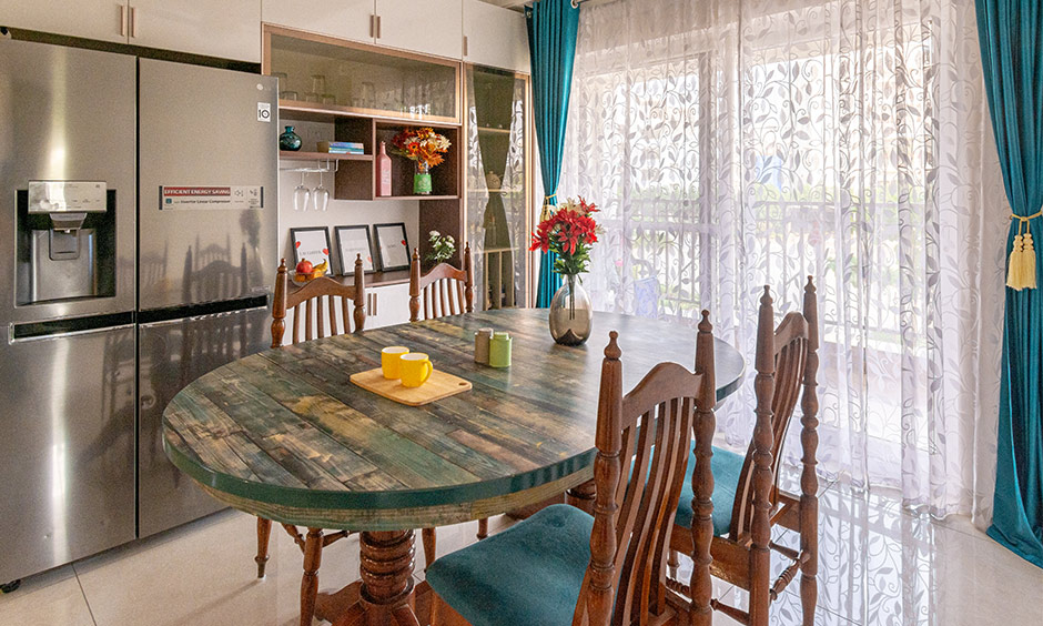 Dining room designed by good interior designers in hyderabad