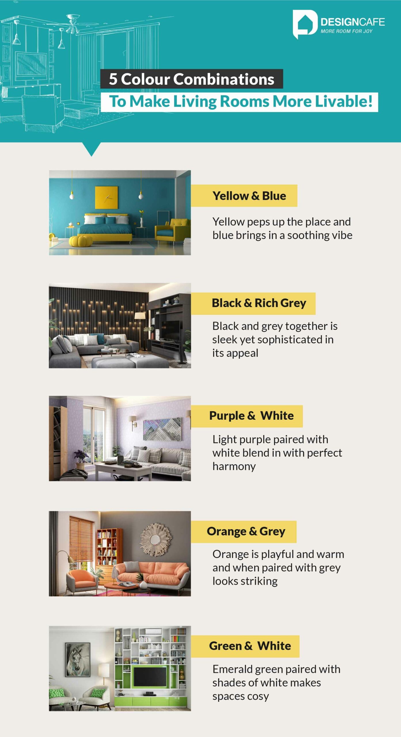 5 colour combinations for living room