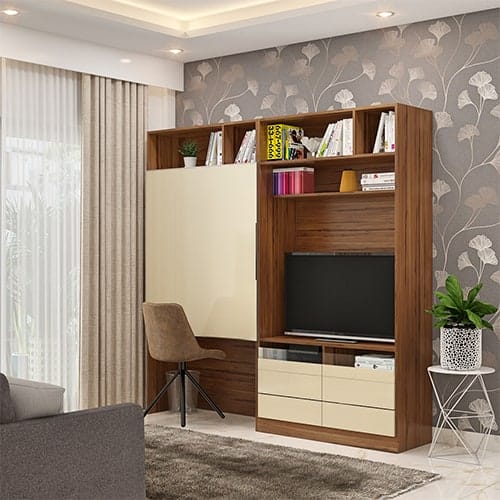 Home interior designers in Vizag with compact study cum tv unit