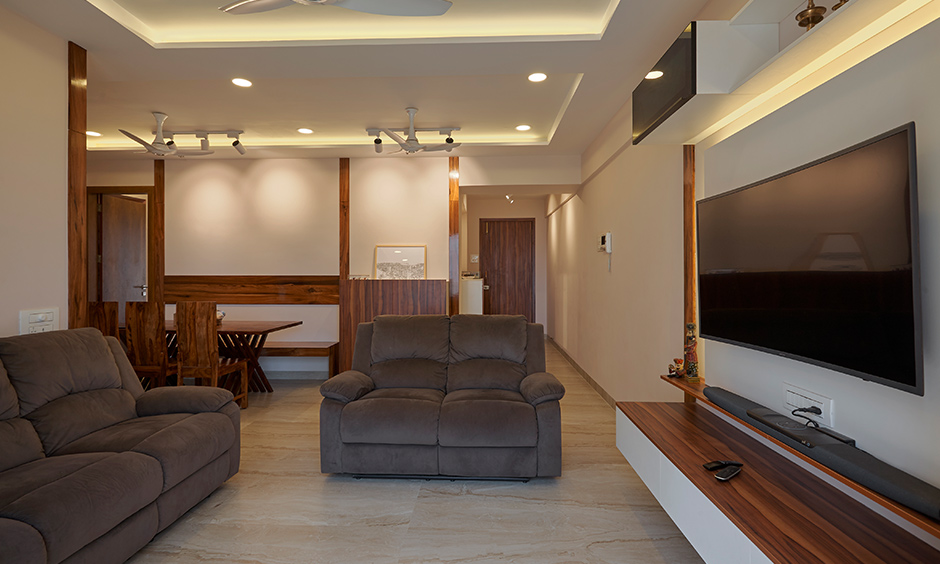 Living room designed by interior company in mumbai