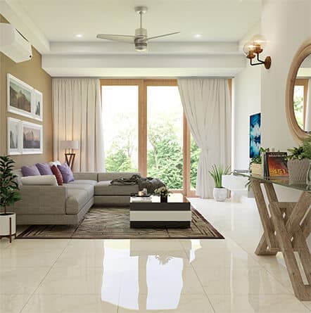 Interior design for 3BHK flat in Mysore from luxury interior designers.