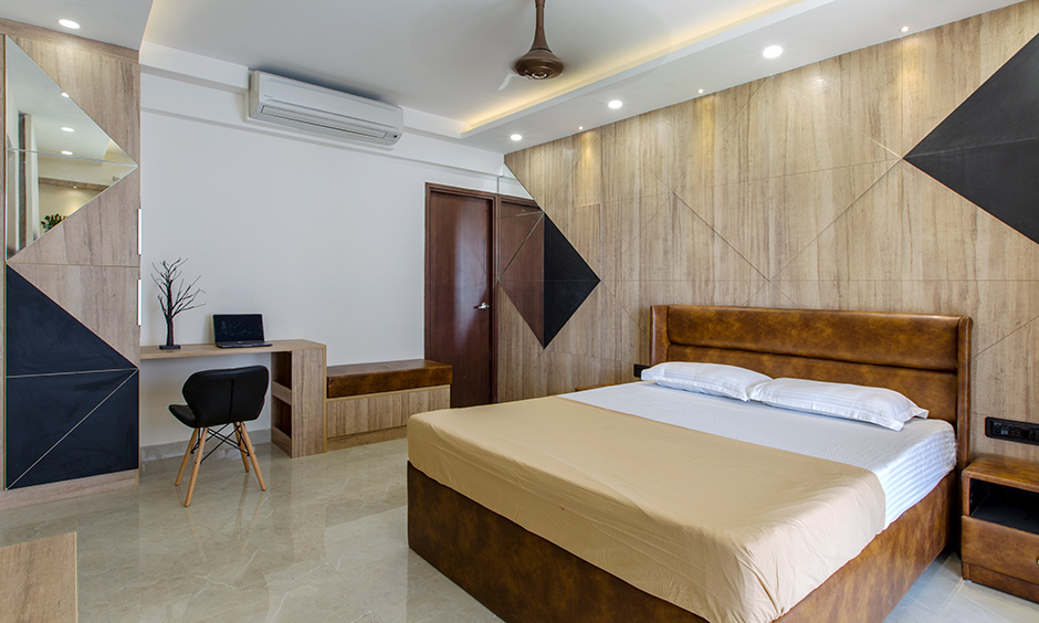 Bedroom designed by interior design studios in bangalore