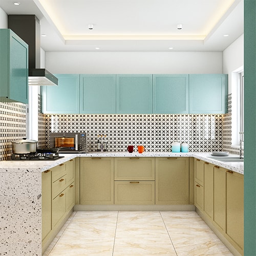 Interior designers in Vizag designed a u-shaped kitchen