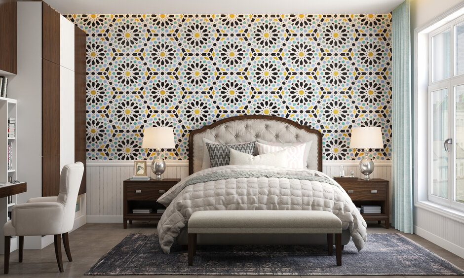 Interior wall design by using Moroccan-inspired tiles to elevate the space