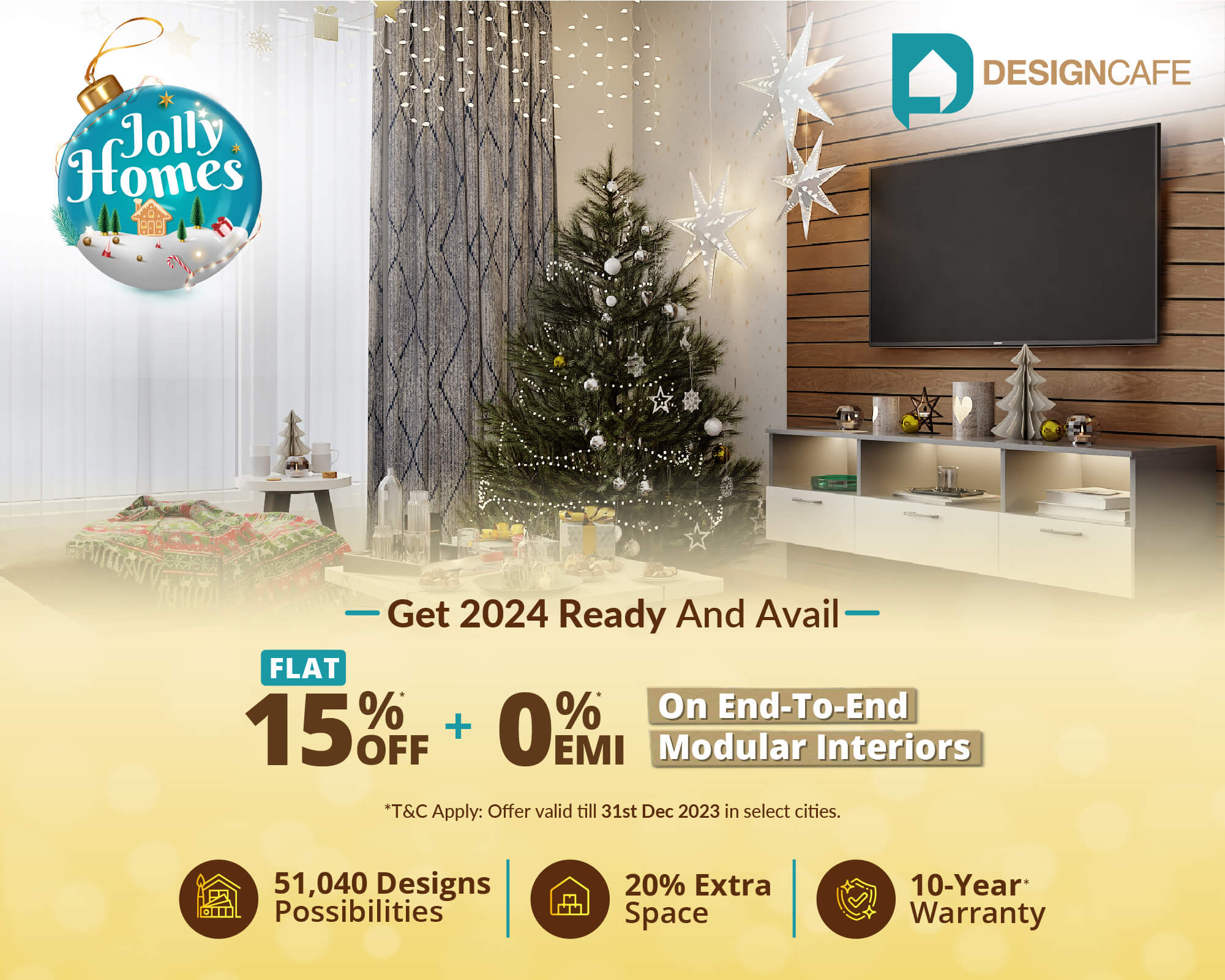 Christmas offer on home interior design from DesignCafe