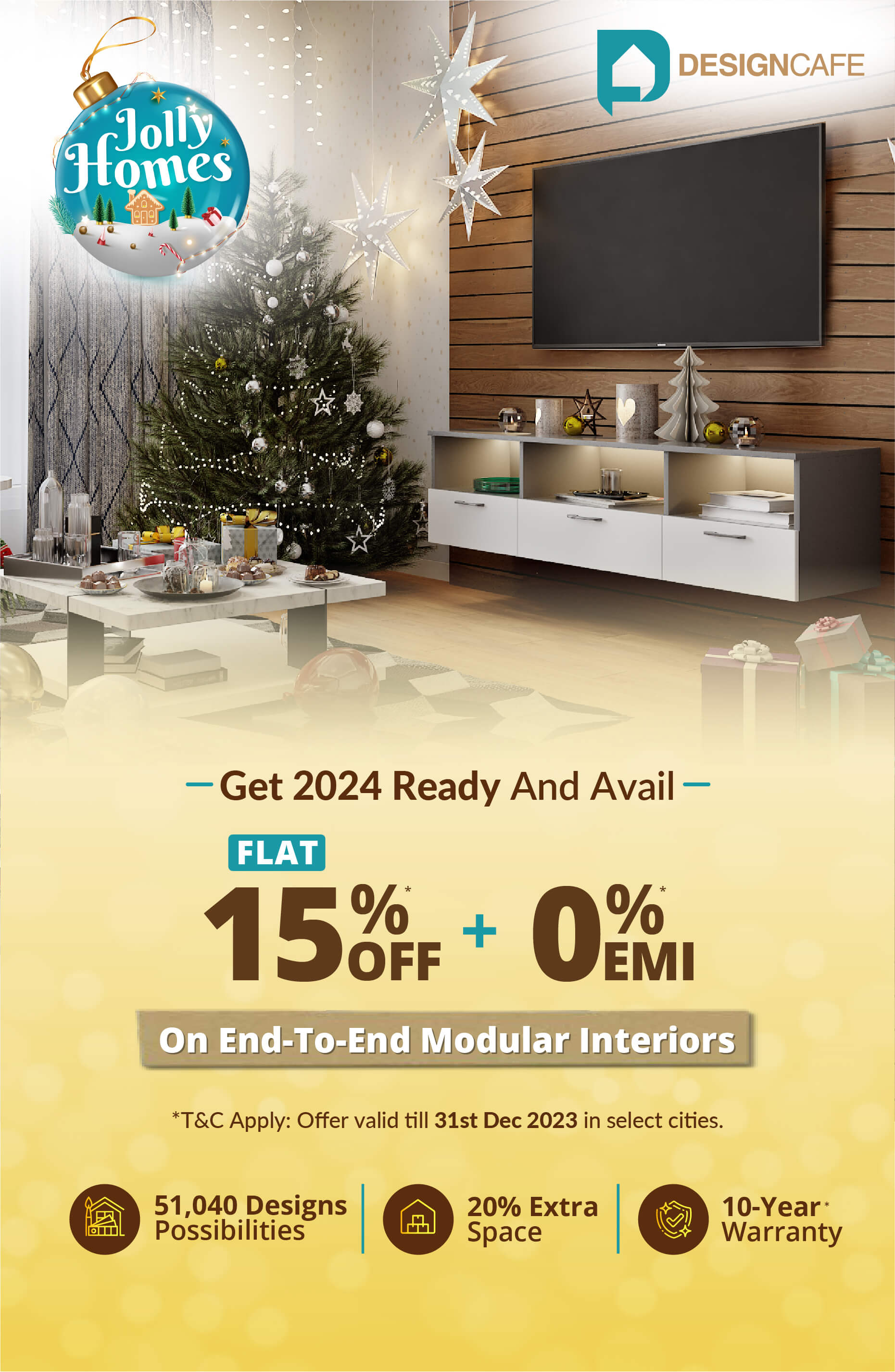 Christmas offer on home interior design from DesignCafe