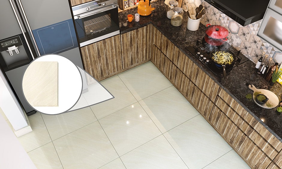 Vitrified tiles is a type of materials for kitchen flooring