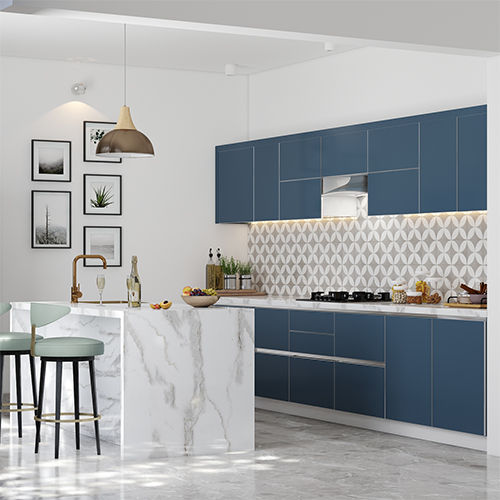 kitchen design in Hyderabad with a breakfast counter