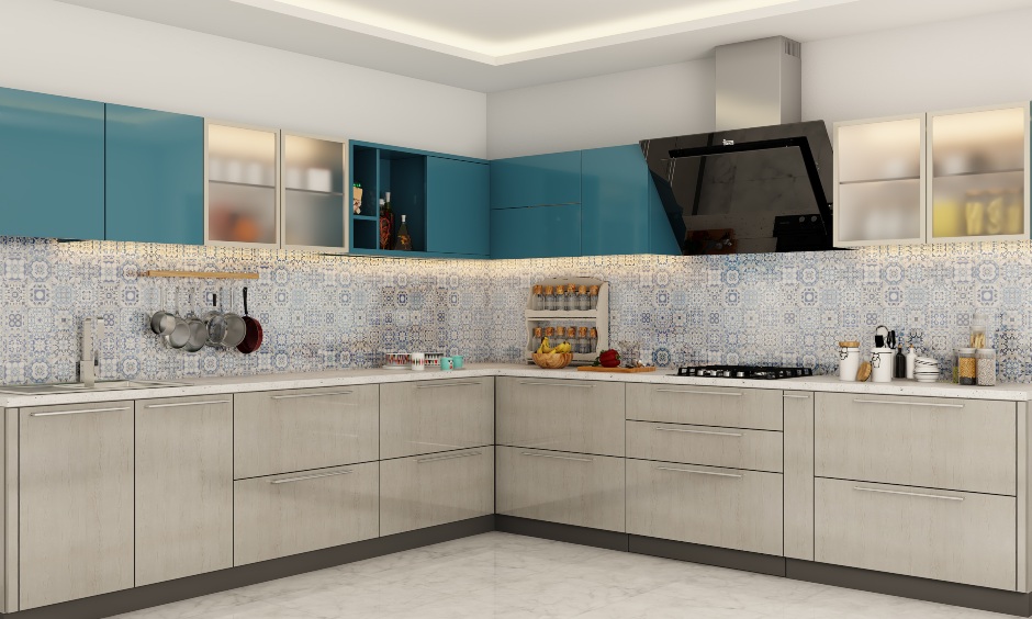 Modular kitchen design in l shaped layout for modern indian kitchens