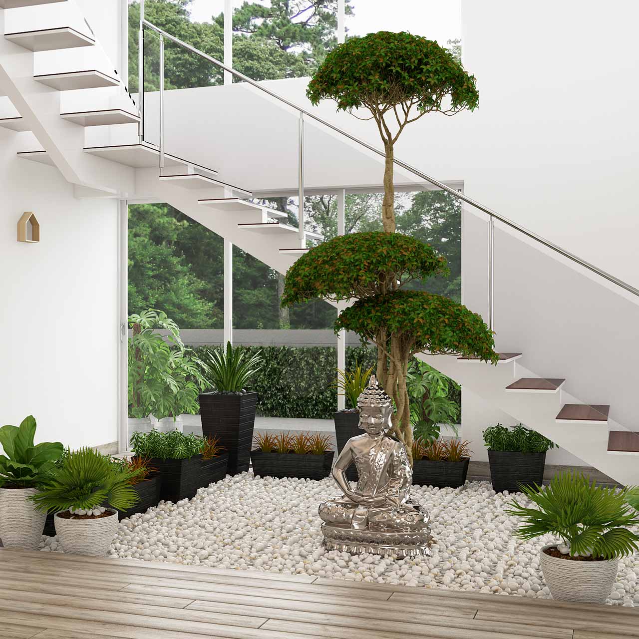 Living room interiors with a vibrant natural plants will make your space lively