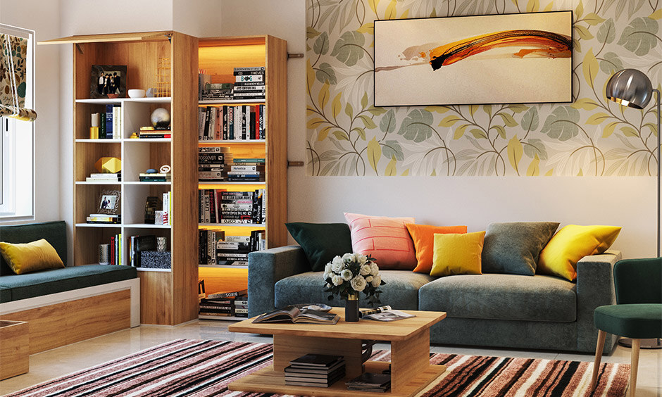 Living room storage units with adjustable shelves for a clutter-free space