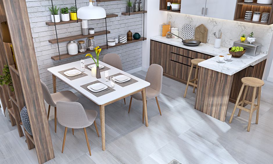 Modern 3 bhk house dining room interior design