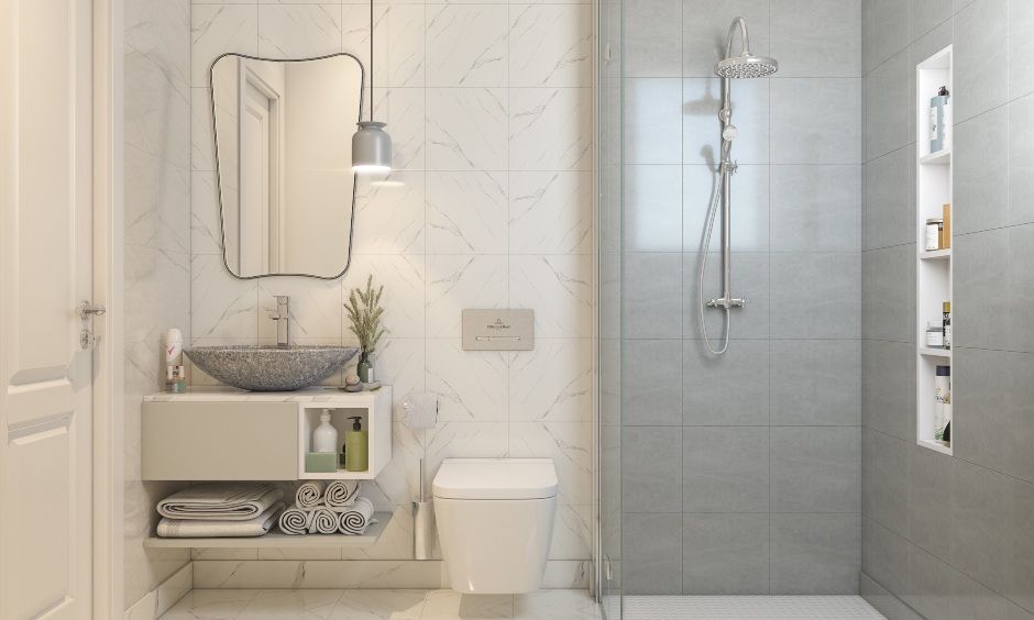 Modern bathroom interior design in 2bhk apartment house design