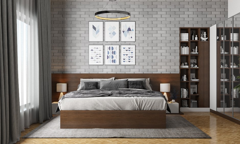 Bedroom interior design with Brick Wall Cladding online in Bangalore Mumbai and Hyderabad