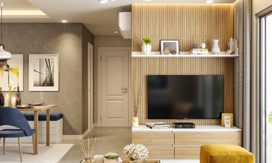 Modern living room designers for 2bhk apartment design in bangalore, mumbai and hyderabad