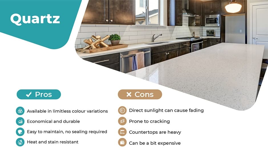 Quartz material for kitchen pros and cons