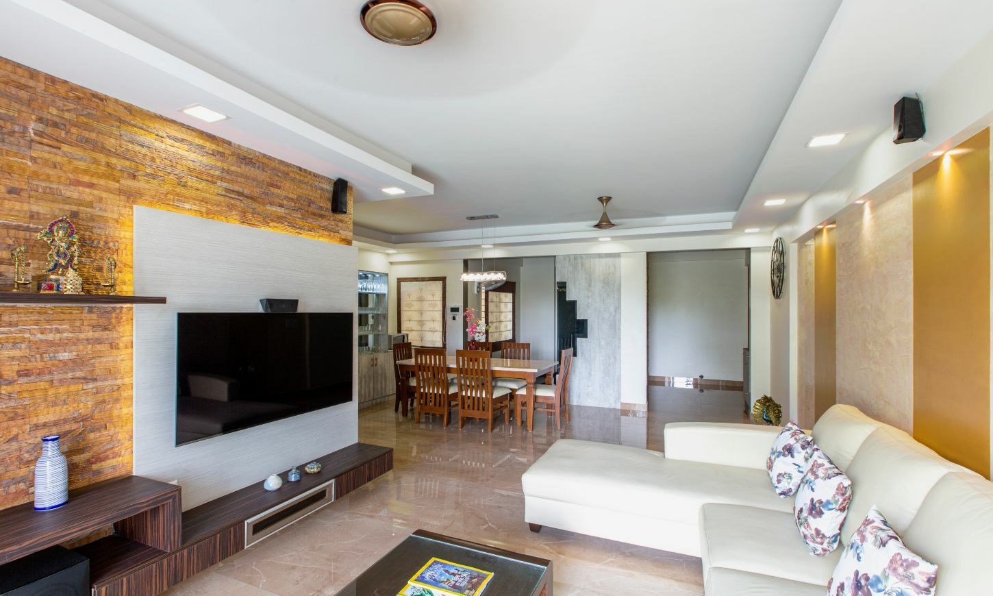 residential interior designers bangalore for living room with an open kitchen