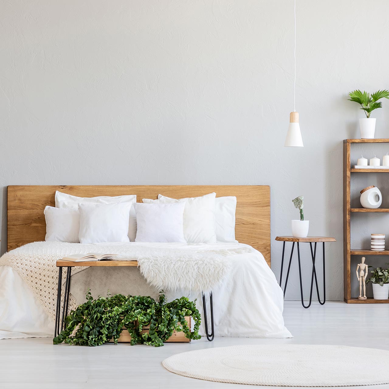 Scandinavian style bedroom designs are characterised by the minimal decor