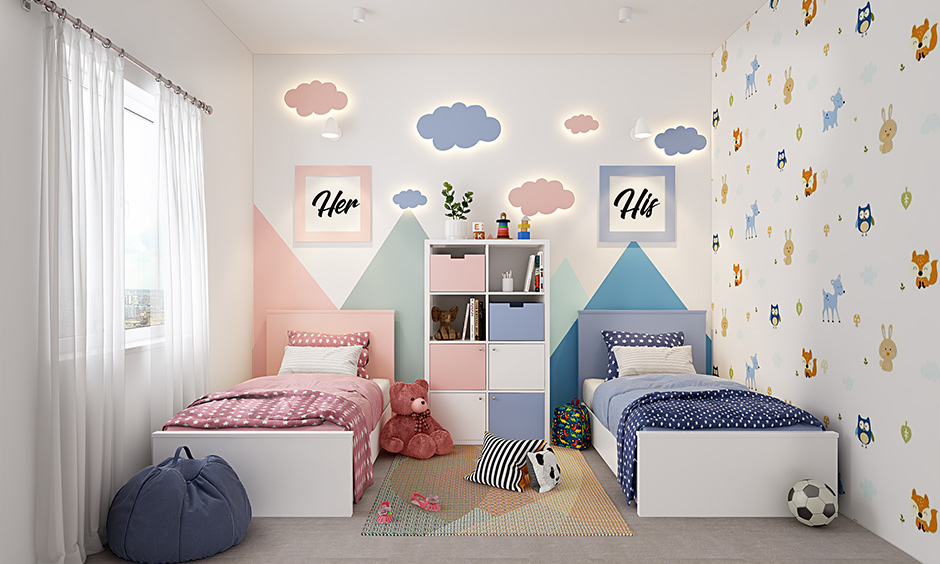 Shared kids bedroom style go for a simple bedroom with neutral colours.