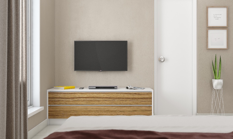 Simple bedroom tv unit design for 3bhk house