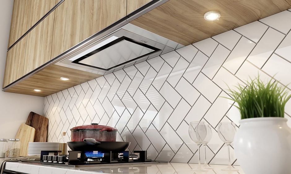 Spotlights lighting suitable for kitchen countertop while planning kitchen interior design