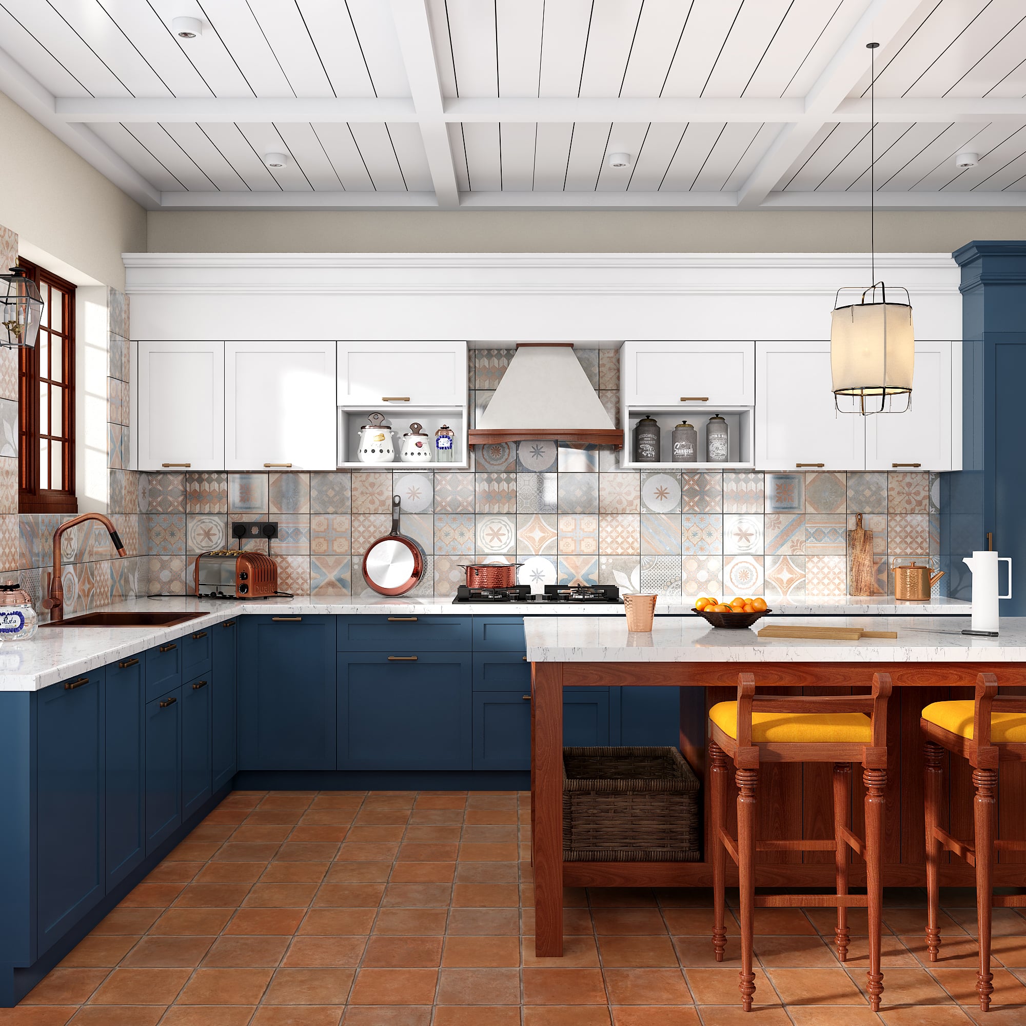 Chennai top interior designers made a dual toned kitchen