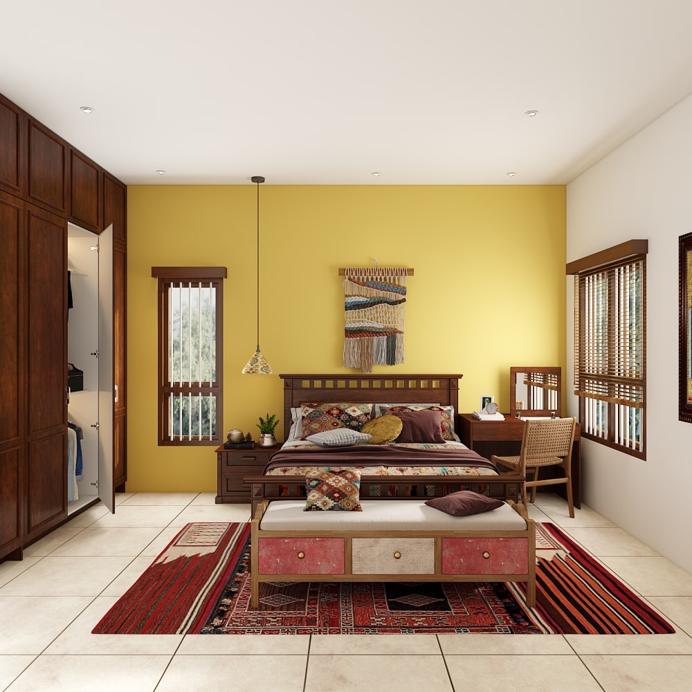 Top interior designers in Chennai designed a bedroom with study cum vanity unit