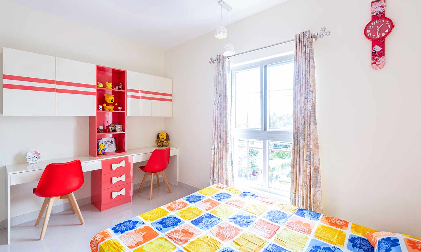 Kids room interiors with study table designed by top interiors in bangalore